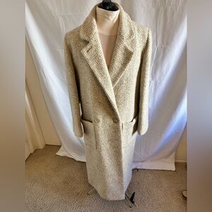 Charter Club Irish Tweed LONG Wool Coat Made in Ireland Size 14